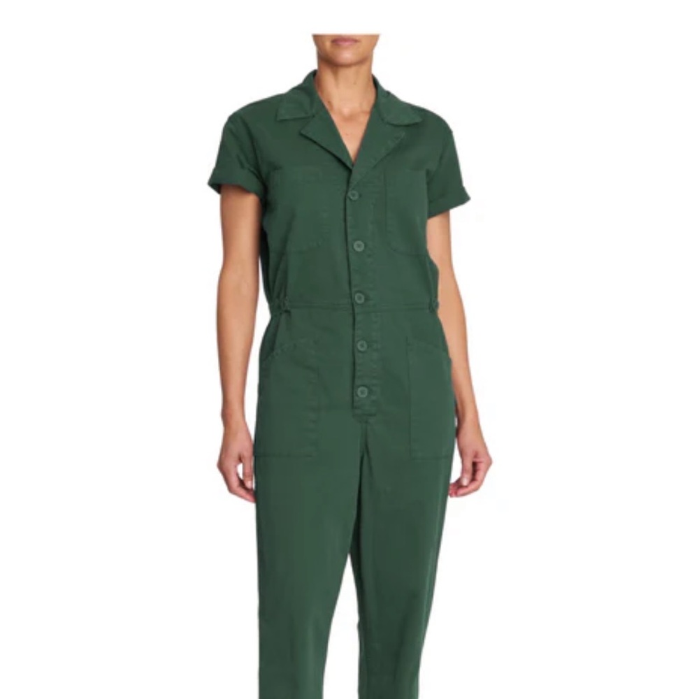 BBWT Pistola Forest Green Short Sleeve Jumpsuit